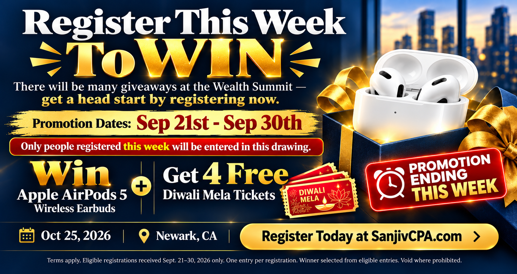 Register this week for the Wealth Summit AirPods giveaway