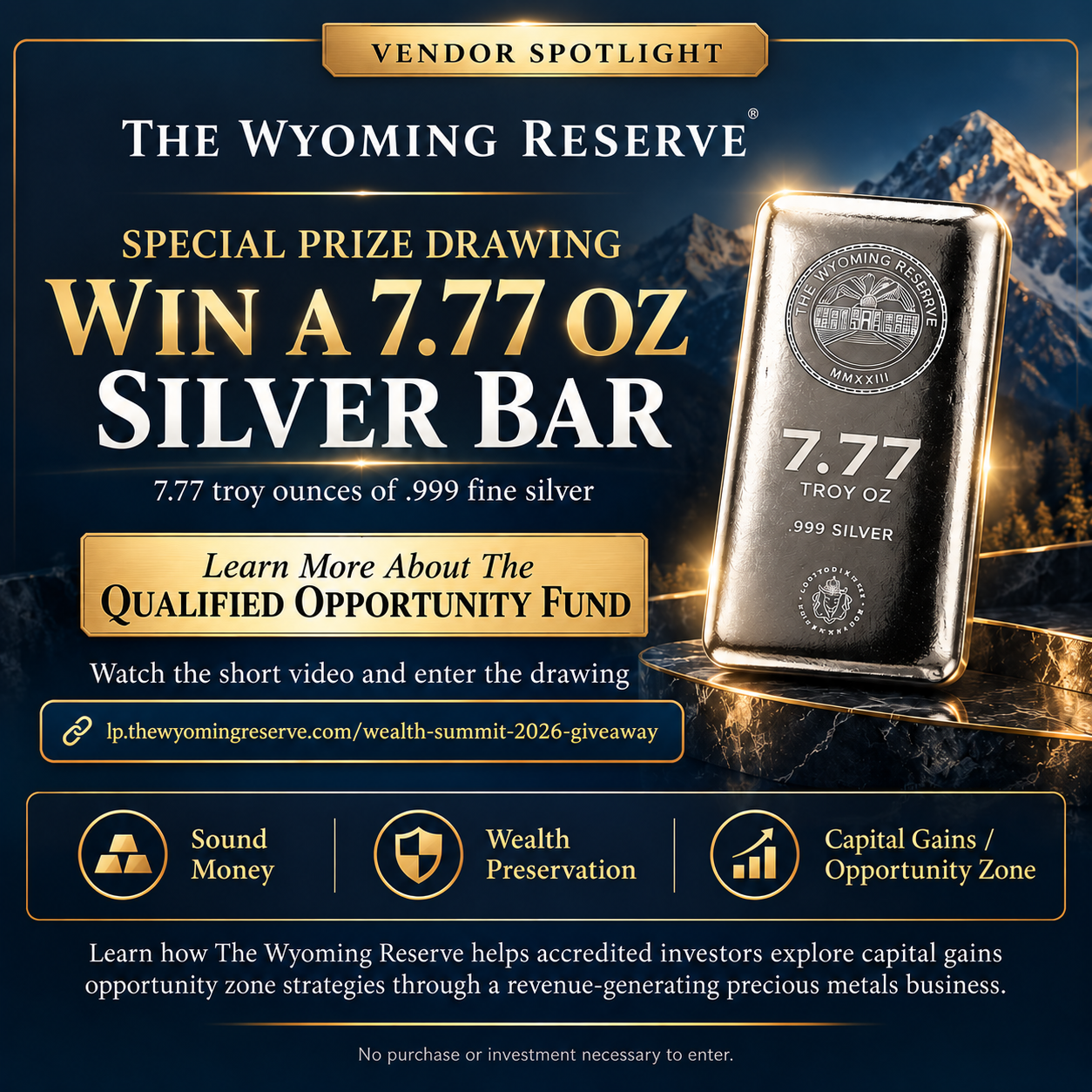 Wyoming Reserve Silver Bar Giveaway